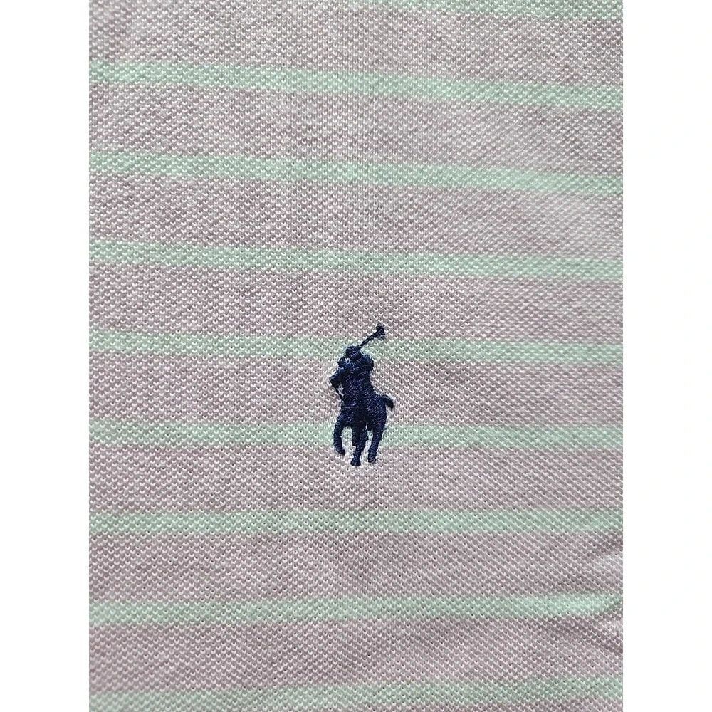 Ralph Lauren Polo Shirt Mens Large Pink Striped Pony Short Sleeve